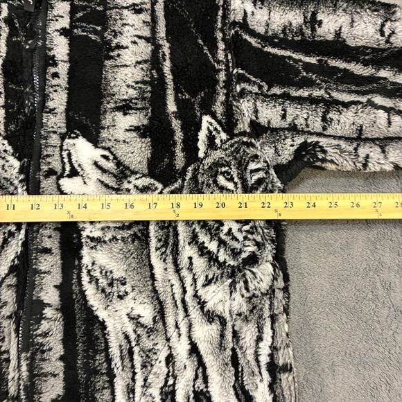 Black Mountain Black White Full Zip Fleece Sweater Jacket Men's Size Medium - Picture 8 of 10